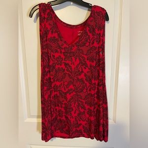 Lane Bryant sleeveless tee in red with black flowers. Size 18/20. Rayon/spandex